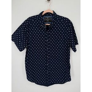 San‎ Francisco Work Shirts Button Down Mens Large Navy Blue Sailboat Slim Fit